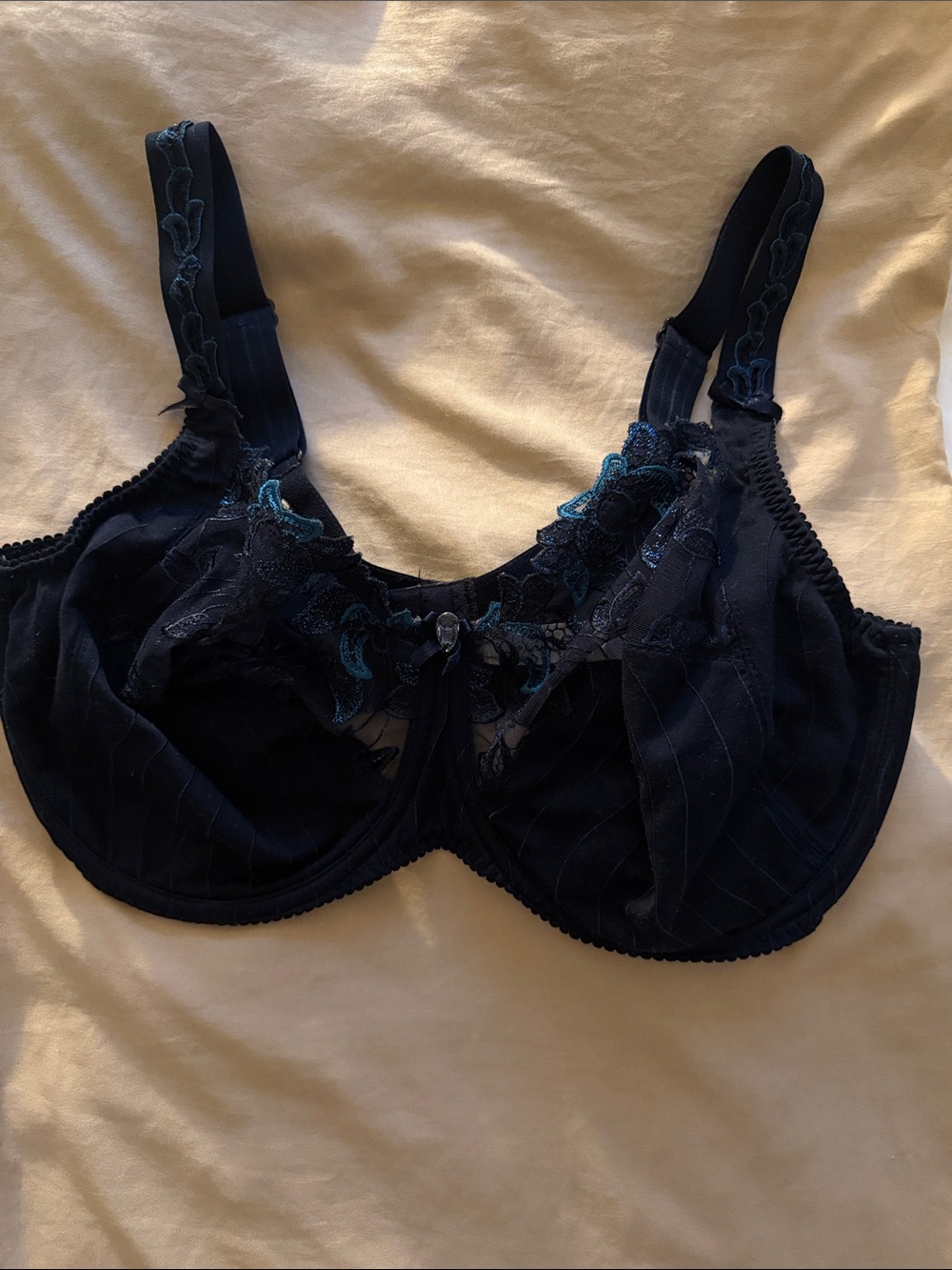 PrimaDonna 40G Navy Teal Embroidered Lace Full Cup Underwire Bra
